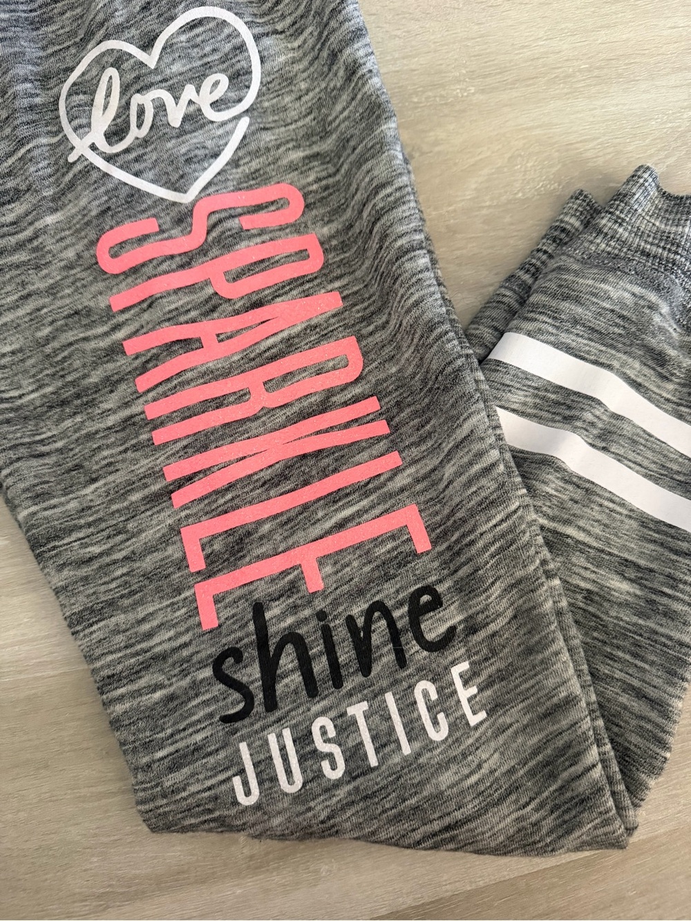 Justice Girls' Gray Heather 'Sparkle Shine' Graphic Sweatpants